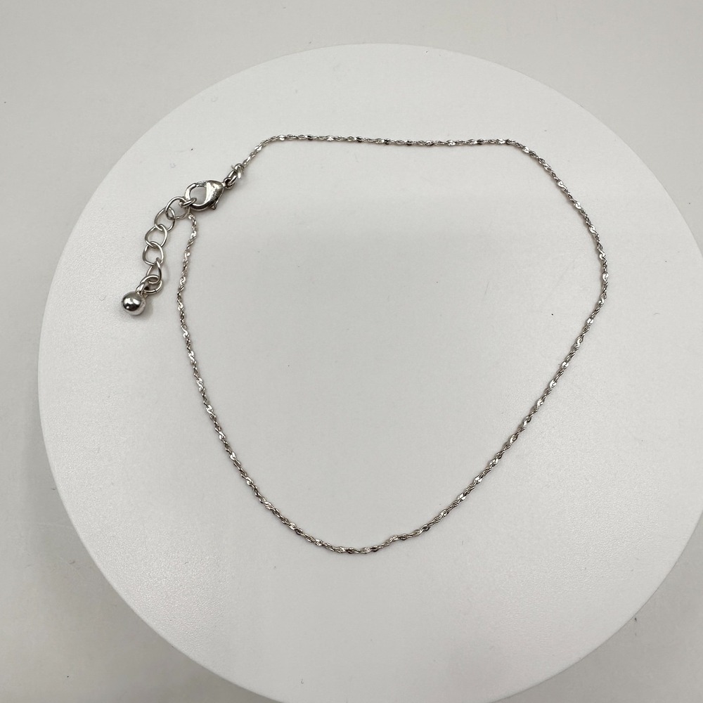 Vintage 90s Silver Tone Twisted Rope Chain Bracelet Minimalist Women's Jewelery